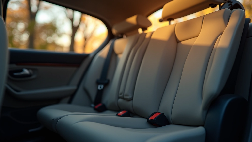 Automobilio vidus su ergonominėmis sėdynėmis, reguliavimo rankenomis ir kokybiškais atlošais šilto šviesoje